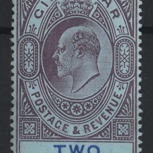 #753 Gibraltar 1906 2s purple & bright blue/blue vf mint sg82 c£70