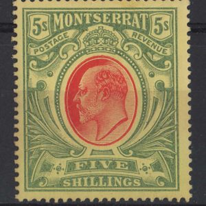#854 Montserrat 1908 MCA 5s red & green/yellow vf mint sg47 c£80