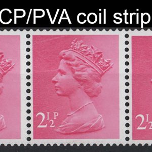 #617 GB 1971 Machin 2½p OCP/PVA horizontal coil strip of 5 um sgX851var