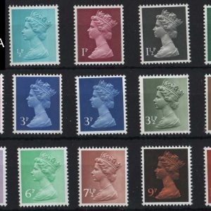 #608 GB 1971 Machin ½p - 10p FCP/PVA original um set of 14 ex sheets MCC £35+