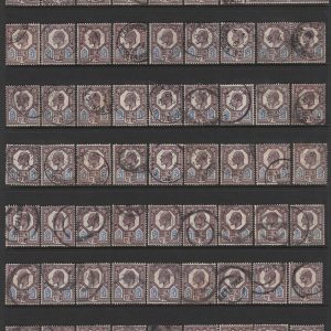 #407 GB 1911 Somerset House 5d used, 63 copies, various specialised shades