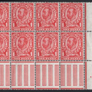 #435 GB 1911 1d die 2 wmk crown sg345 fine um pillar block of 8