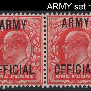 #686 GB Officials 1902 1d Army Official um pair showing wider spacing between ARMY