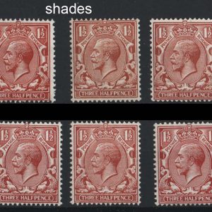 #477 GB 1924 1½d sg420 range of 10 um different shades mostly specialised shades