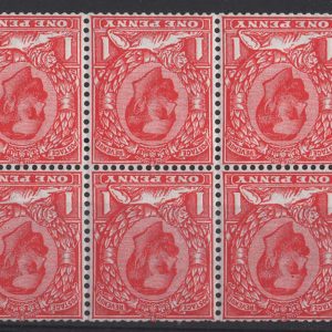 #428 GB 1911 1d die 1b wmk inverted booklet pane of 6 vf mint (4x um)