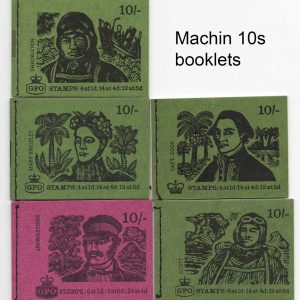 #568 GB 1968 Machin 10s booklets: May68, Feb69, Aug69, Sept68, Nov70 - fine sgXP5