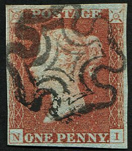 #172 GB 1841 1d RED from black plate 1b NI VARIETY, RETOUCHED CHECK LETTERS