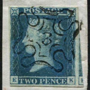 #220 GB 1841 2d blue plate 3 EK #3 in MX vfu, superb upright crisp strike