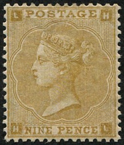 #290 GB 1862 9d sg87 Straw f mint, well centred, very fine fresh L/M