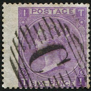 #695 GB Used Abroad 1867 6d sg107, plate 6 BRIGHT VIOLET 'C' CONSTANTINOPLE, vfu