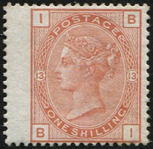 #332 GB 1873 1s BROWN sg151 wmk spray vf mint, almost um