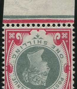 #377 GB 1900 1s sg214wi WMK inverted um bottom marginal, light mount in margin