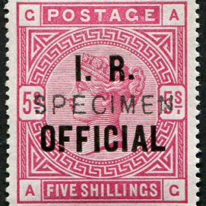 #670 GB Officials 1883 IR 5s sgO9as white paper VARIETY, RAISED STOP AFTER R