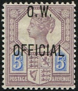 #672 GB Officials 1887 OW 5d sgO34 f mint, very fine fresh, BPA Cert