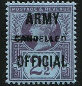 #674 GB Officials 1887 Army 2½d sgO44 OVPT CANCELLED TYPE 18, um