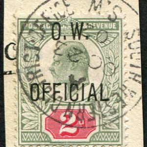 #682 GB Officials 1902 OW 2d sgO38 SUPERB USED, South Western District Office 1902