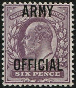 #687 GB Officials 1902 ARMY 6d sgO52 um, the scarce ovpt ype Spec MO22, Wenvoe Cert