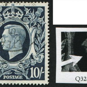 #522 GB 1939 10s Dark Blue sg478 VARIETY, RETOUCH TO LOWER LIP vfu
