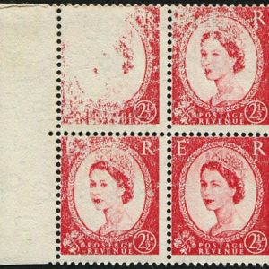 #547 GB 1955 Edward wmk 2½d sg544 Spectacular DRY PRINT ON BLOCK OF FOUR um