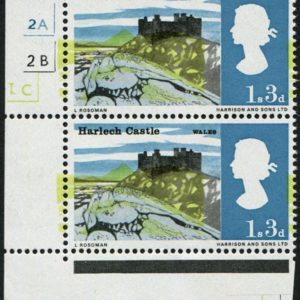 #563 GB 1966 Landscapes 1/3d sg691 Spectacular SHIFT OF GREENISH-YELLOW on corner