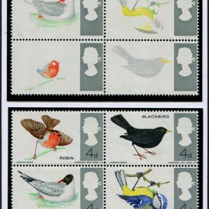#564 GB 1966 Birds 4d sg696ab ERROR, FOUR COLOURS OMITTED, BLACK VALUE ETC, BLUE