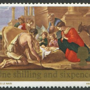 #566 GB 1967 Christmas 1/6d sg758 DRAMATIC SHIFT OF BISTRE TO RIGHT