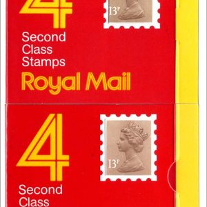 #701 GB Booklets Window GA1a 4x 13p Machin, round tab code E, ditto code F - fine