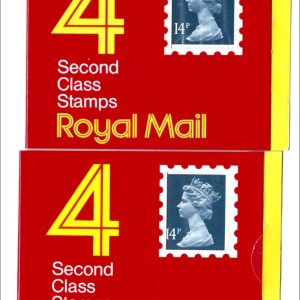 #702 GB Booklets Window GB2 4x 14p Machin, Harrison/Walsall code O, ditto code P