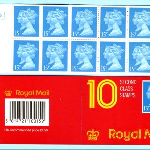 #699 GB Booklets Barcode JC1 10x 15p double heads Harrison cyl B6
