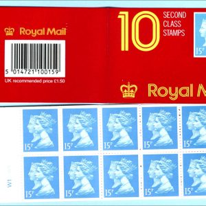 #700 GB Booklets Barcode JC3 10x 15p double heads Walsall cyl W1W1