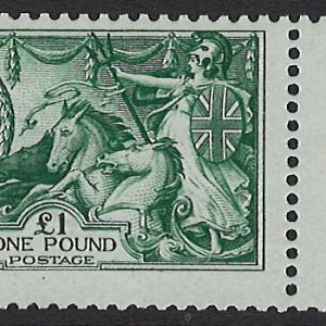 #437 GB 1913 £1 sg403var the scarcer deep green shade Spec N72/2 superb um marginal, Hendon cert