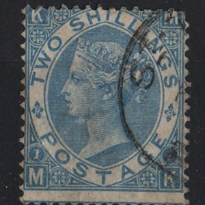 #257 GB 1867 2s dull blue, short corner perf otherwise vfu cds sg118 c£225