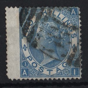 #259 GB 1867 2s deep blue, short corner perf otherwise fu sg119 c£225
