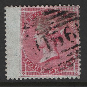 #197 GB 1855 4d medium garter blued glazed paper sg63 used, wing margin added, c£575