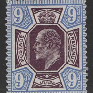 #394 GB 1911 9d deep plum & blue um sg307a v fresh c£125