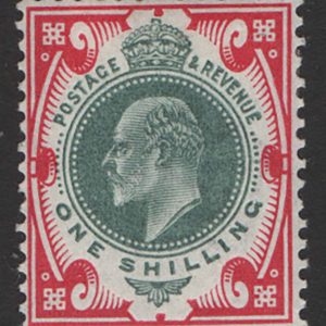 #370 GB 1902 1s dull green & carmine fresh m/mint sg257 c£100