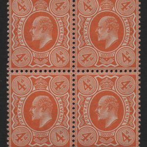 #365 GB 1902 4d orange fresh mint blk of 4, (1x um) sg240 c£105