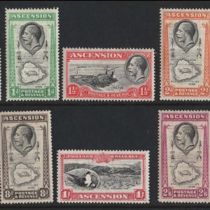#011 Ascension 1934 ½d - 5s set of 10 f mint, some with even gum tone sg21-30 c£130