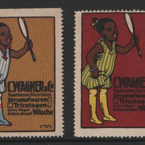 #010 Cinderella  C Wagner & Co set of 3 tennis theme vintage poster stamps plus another unused