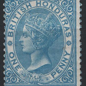 #024 British Honduras 1865 1d blue no wmk vf mint sg2 c£100