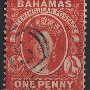 #012 Bahamas 1863 1d scarlet-vermilion perf 14 wmk CA fu sg42 c£75
