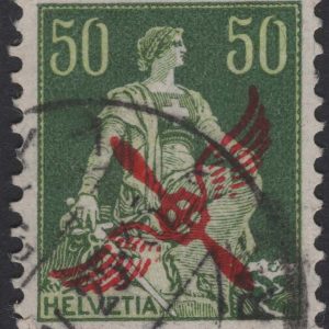 #723 Switzerland 1919 50c Air fu with a very convincing yet forged ovpt 'sg303' fu 'c£180'