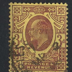 #363 GB 1902 3d Pale Red Purple on Orange-yellow chalky sg232c fu c£100