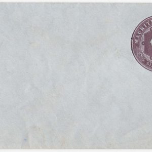 #639 Mauritius 1862 6d deep violet on blue postal envelope unused, small blemish lower left