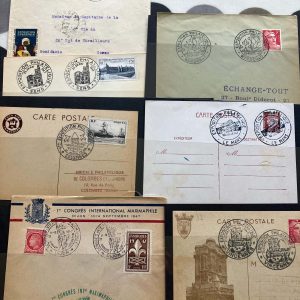 #039 France  1940s 6x covers/cards w Philatelic Exhibition special cancels, + 1931 cover bearing Paris 1931 Exhibition poster stamp, PTSA at £72