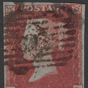 #106 GB 1841 1d red plate 153 SI fu, 4 margins, close top right sg8