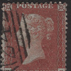 #172 GB 1854 1d red small crown perf 14 sg22 plate 202 BG, odd nibbled perf otherwise vfu Spec C2 c£75