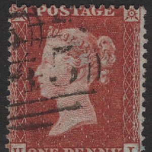 #173 GB 1854 1d red small crown perf 14 sg22 plate 202 HI, fu Spec C2 c£75