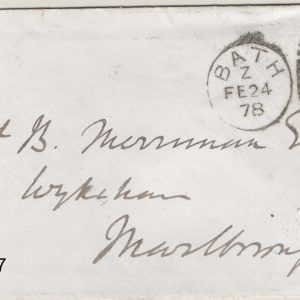 #212 GB 1858 1d red plate 177 fu on cover to Marlborough, Bath duplex sg43