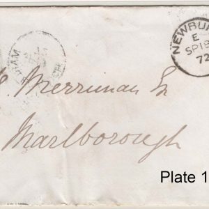 #207 GB 1858 1d red plate 145 fu on 1872 cover to Marlborough, Newbury duplex  sg43